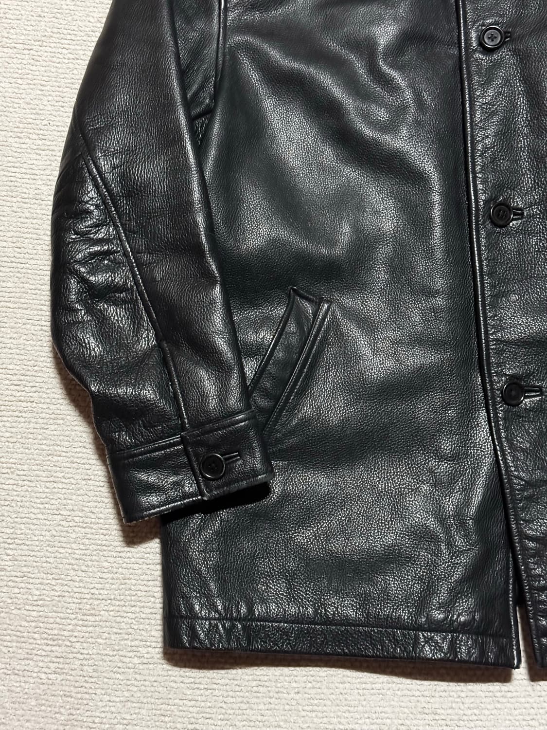 90s GAP 카우레더 카 코트 블랙 L 상품이미지4