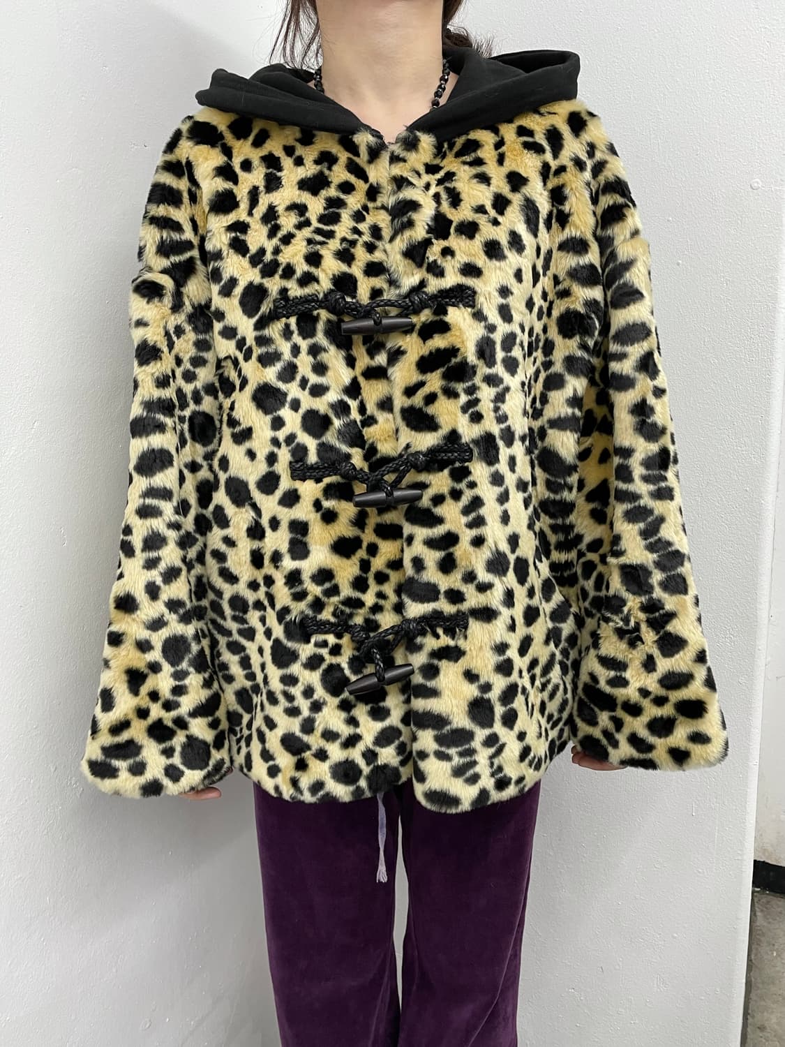 갸루 호피 떡볶이 퍼자켓 상품이미지1