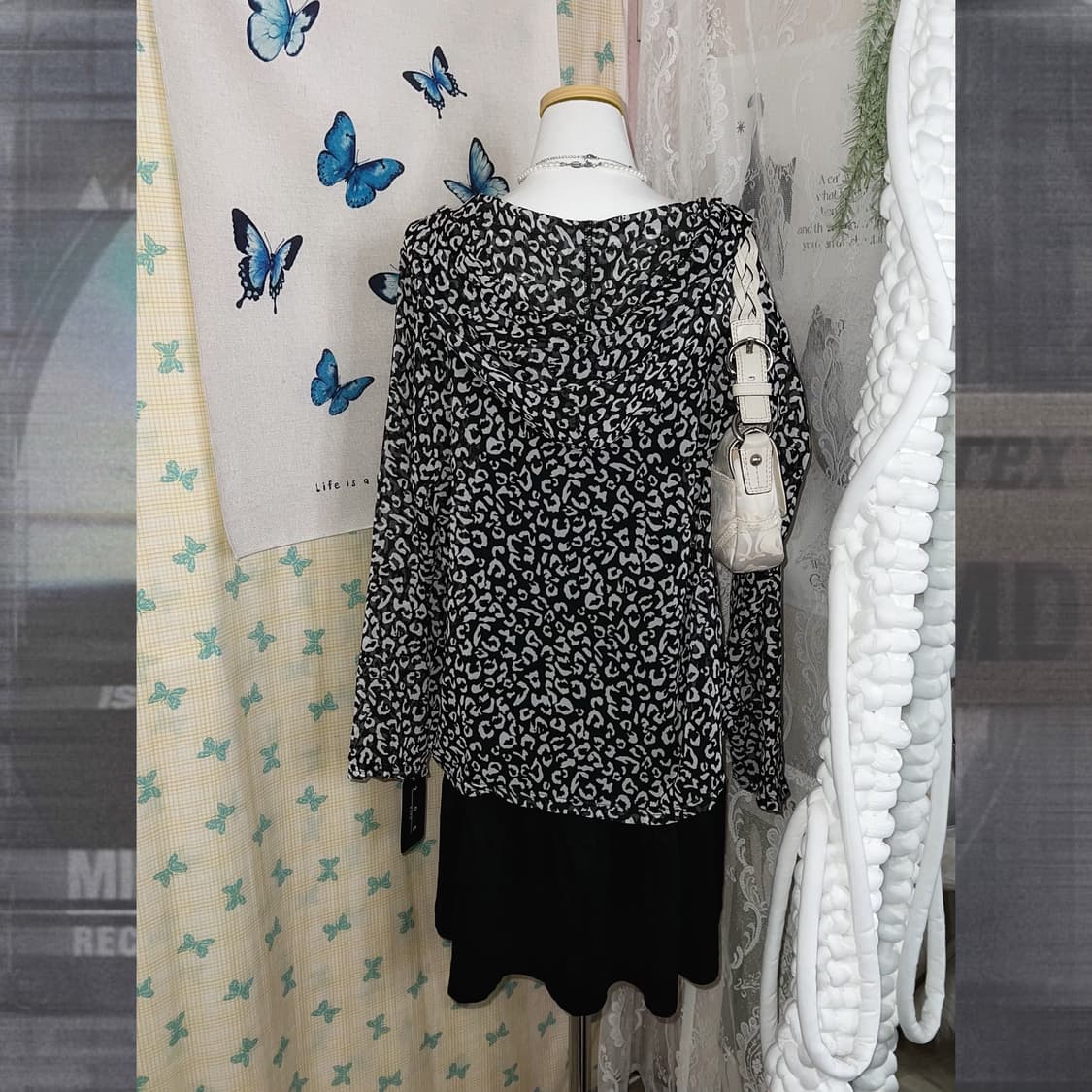 블랙 레오파드 여름 후드 집업 상품이미지8
