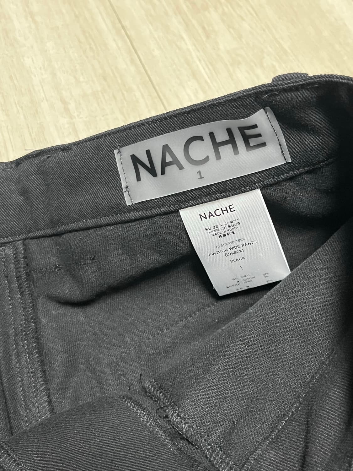 NACHE 핀턱 와이드 팬츠 1 블랙 상품이미지4