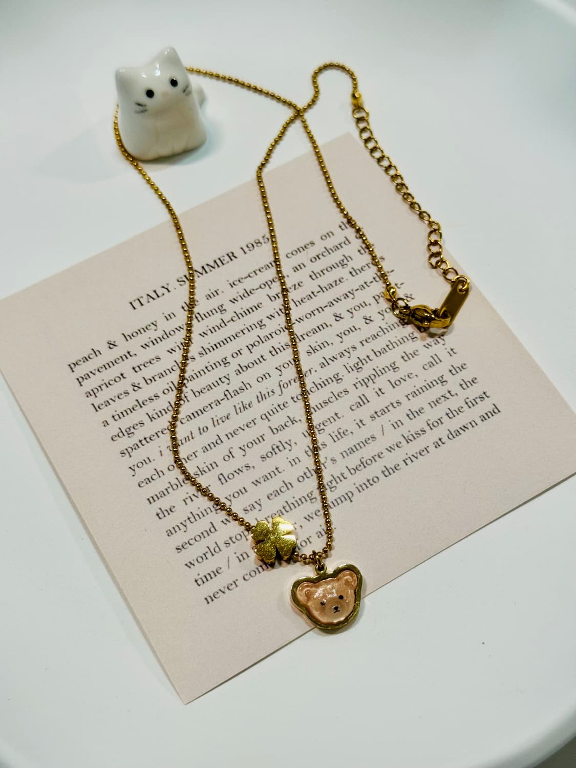 내외국인 인기최고🧡 테디베어 클로버 목걸이🧸🍀 상품이미지3