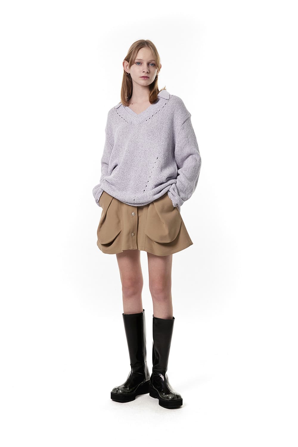 새릭 CERRIC 오픈 칼라 펀칭 포인트 니트 상품이미지3