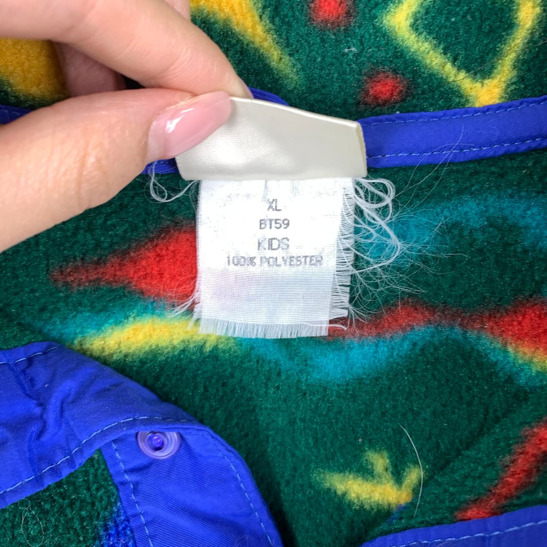 90s LLbean 엘엘빈 빈티지 패턴 신칠라 버튼 플리스 아노락 상품이미지3