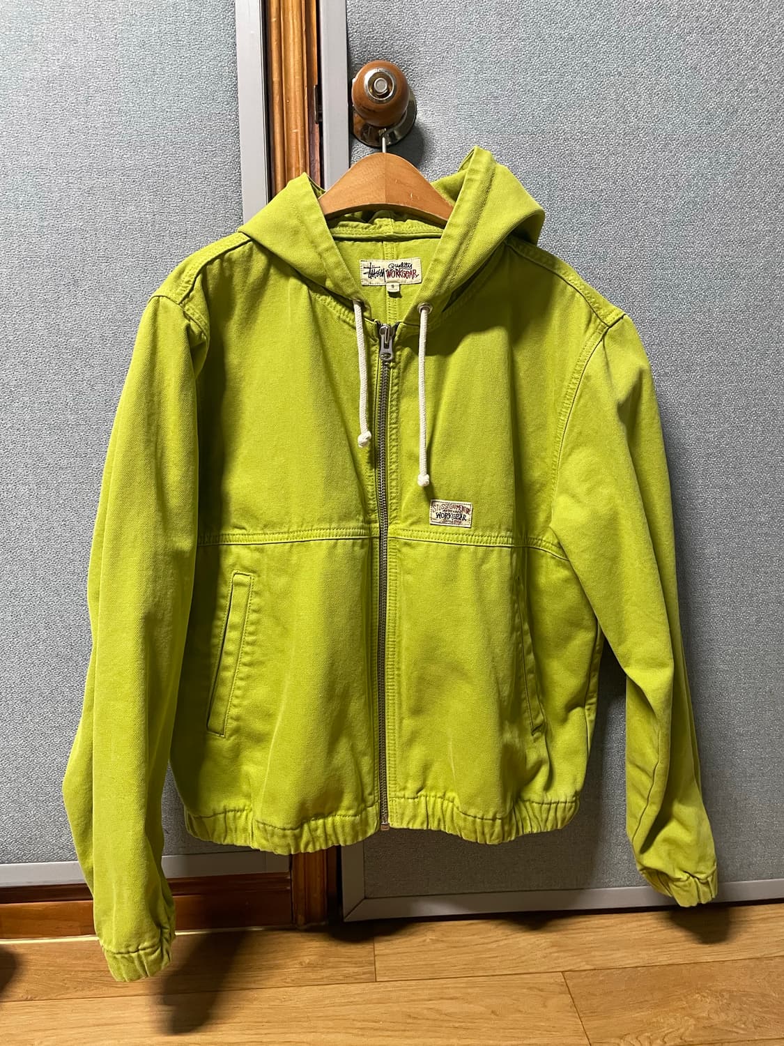 Stussy 워크웨어 후드 자켓 형광 연두색 상품이미지1