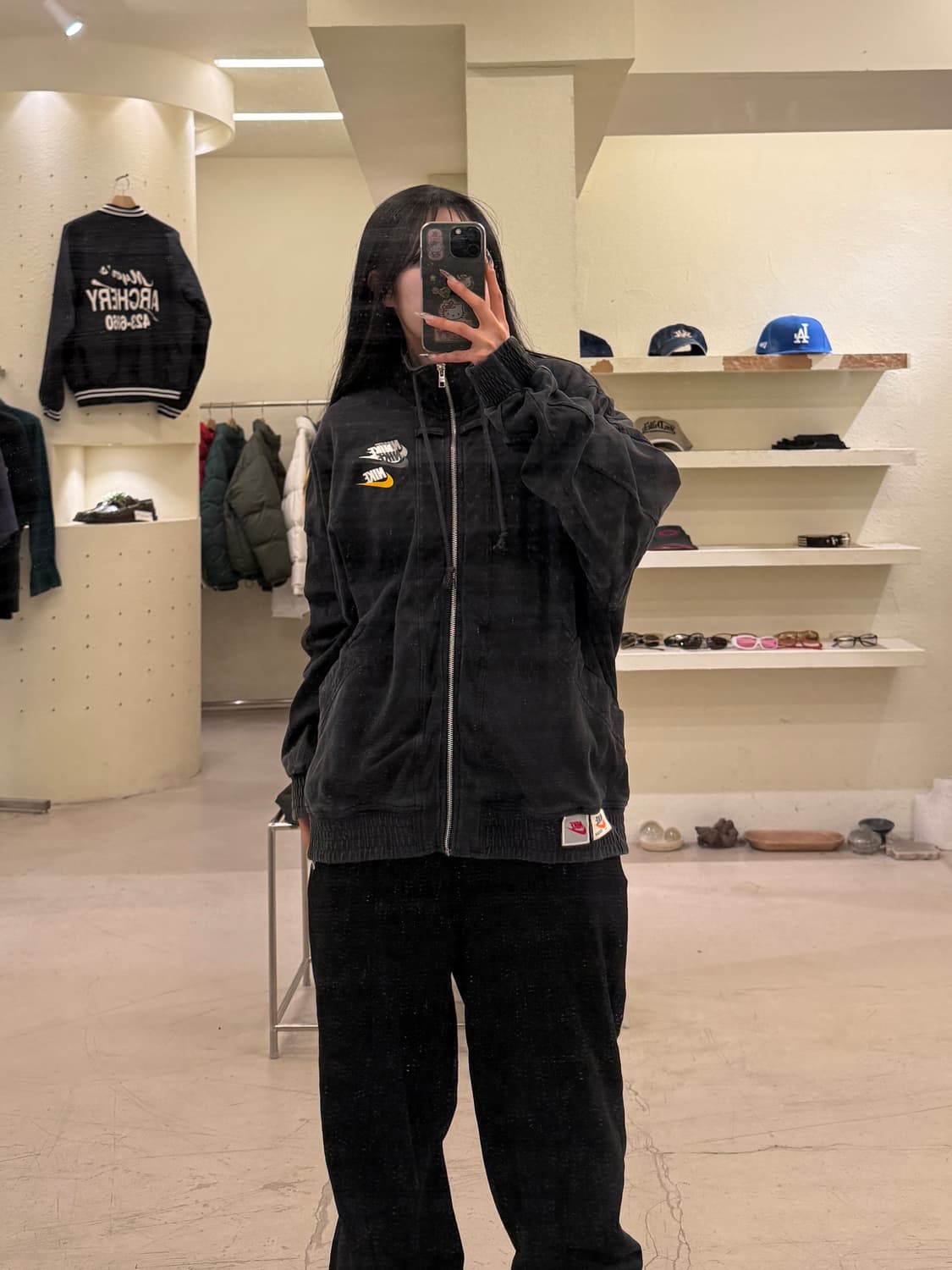 나이키 빈티지 멀티로고 워싱 후드집업 블랙 U965 상품이미지1