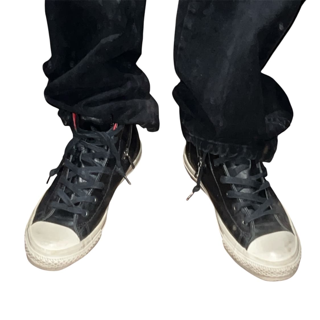Converse X John varvatos 레더 하이탑 검빨 상품이미지1