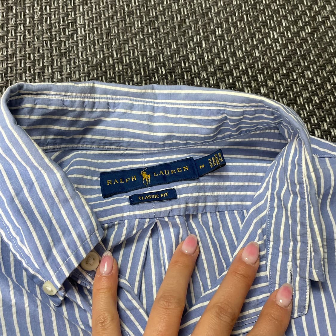 폴로랄프로렌 블루 스트라이프 린넨코튼 셔츠 M 상품이미지4