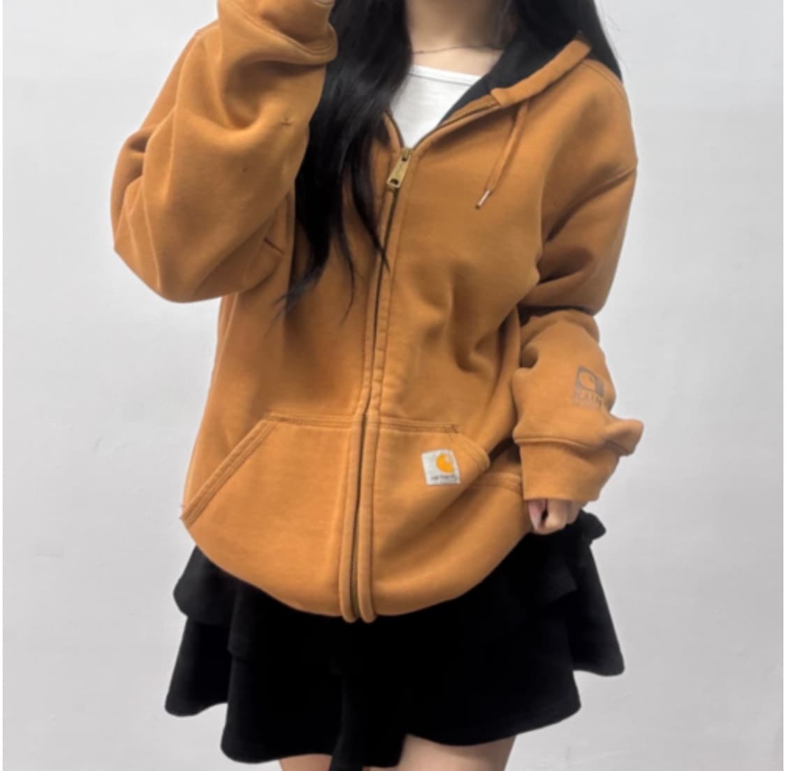 칼하트 브라운 후드집업 레인디펜더 S 상품이미지1