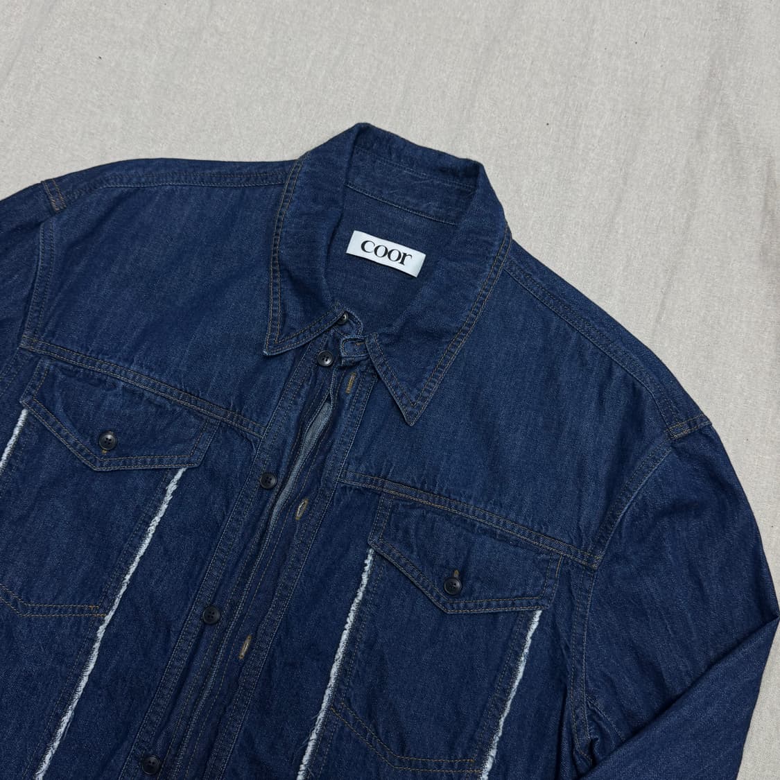 쿠어 절개 컷오프 크롭 데님셔츠 L 상품이미지2