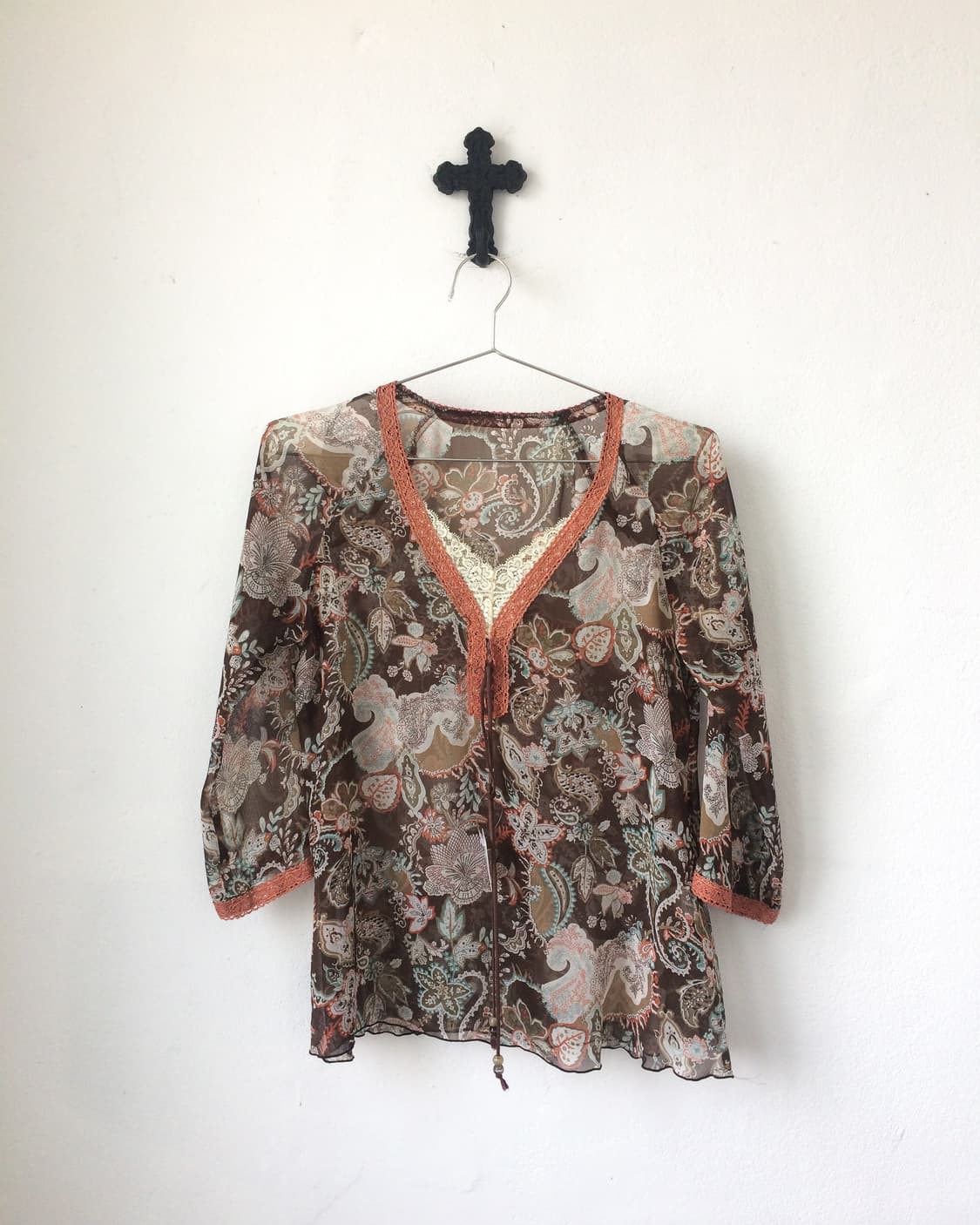 Pattern see through blouse 상품이미지2