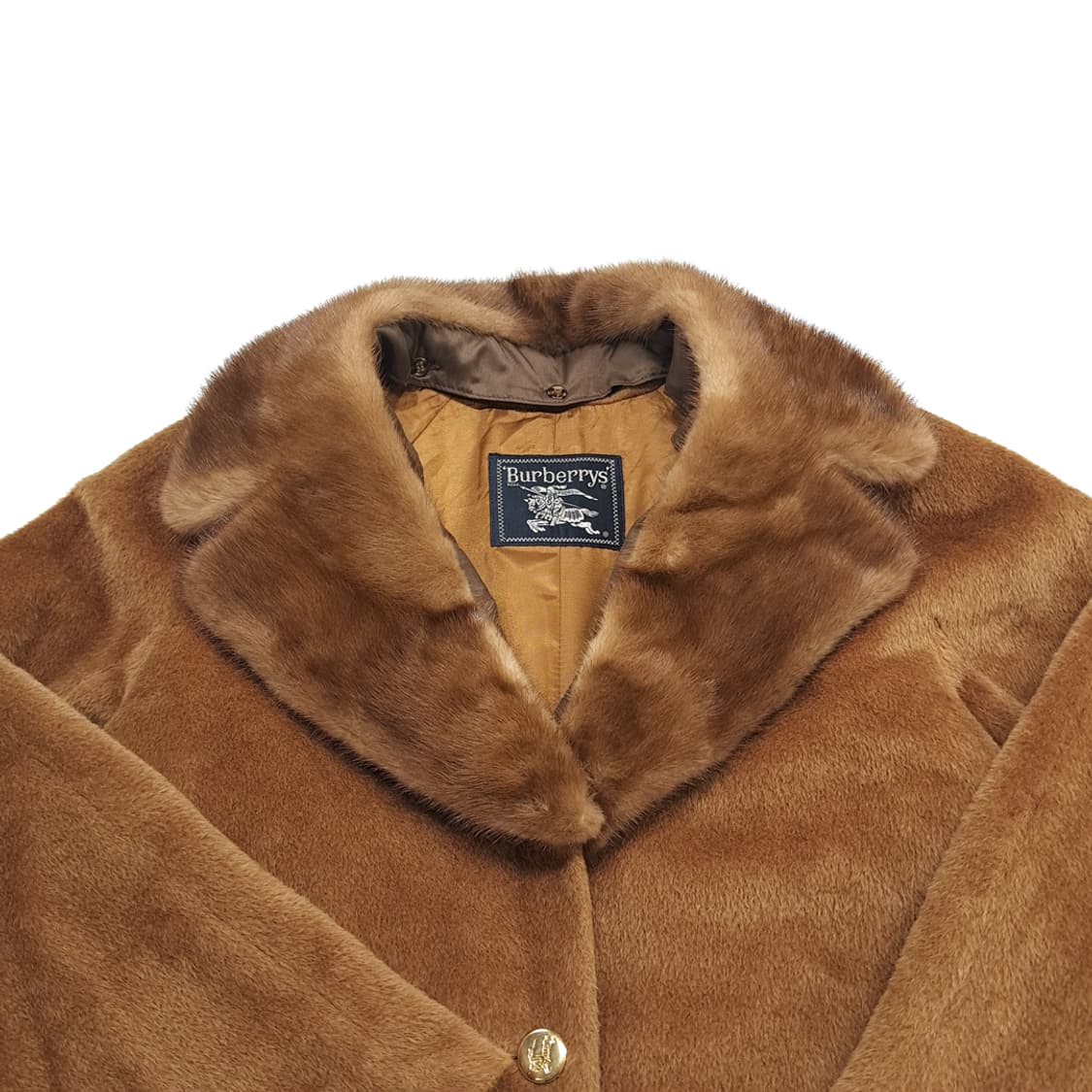 CN699 M 버버리 카멜브라운 이태리 울 퍼 카라 코트 상품이미지2