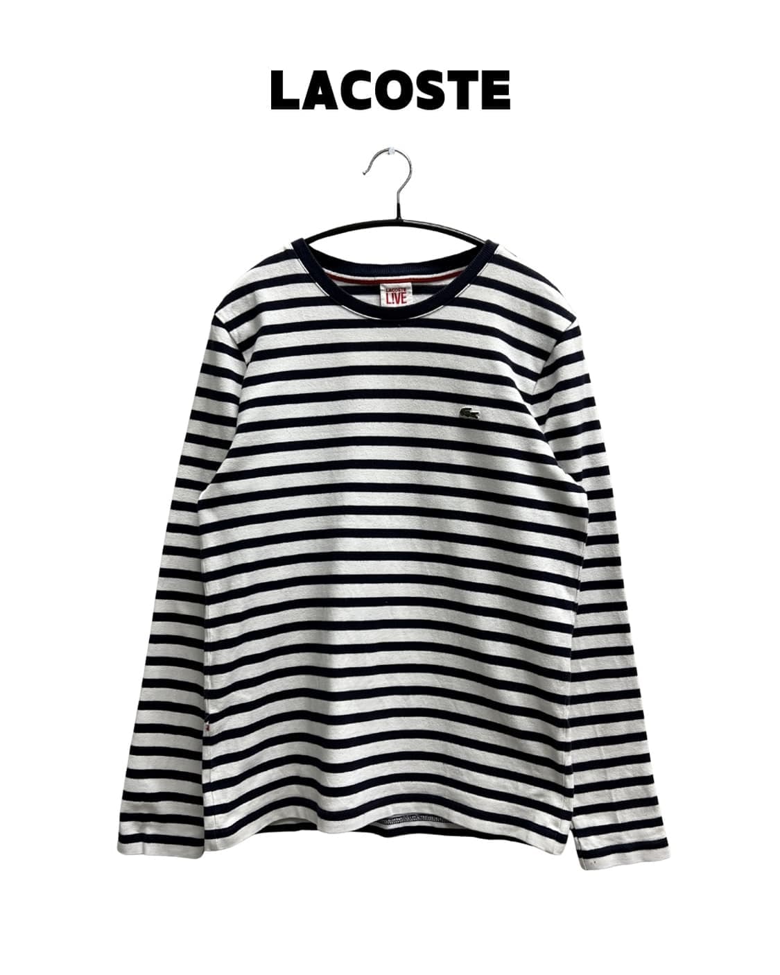(4) 라코스테 라이브 스트라이프 긴팔 티 네이비/화이트 상품이미지1