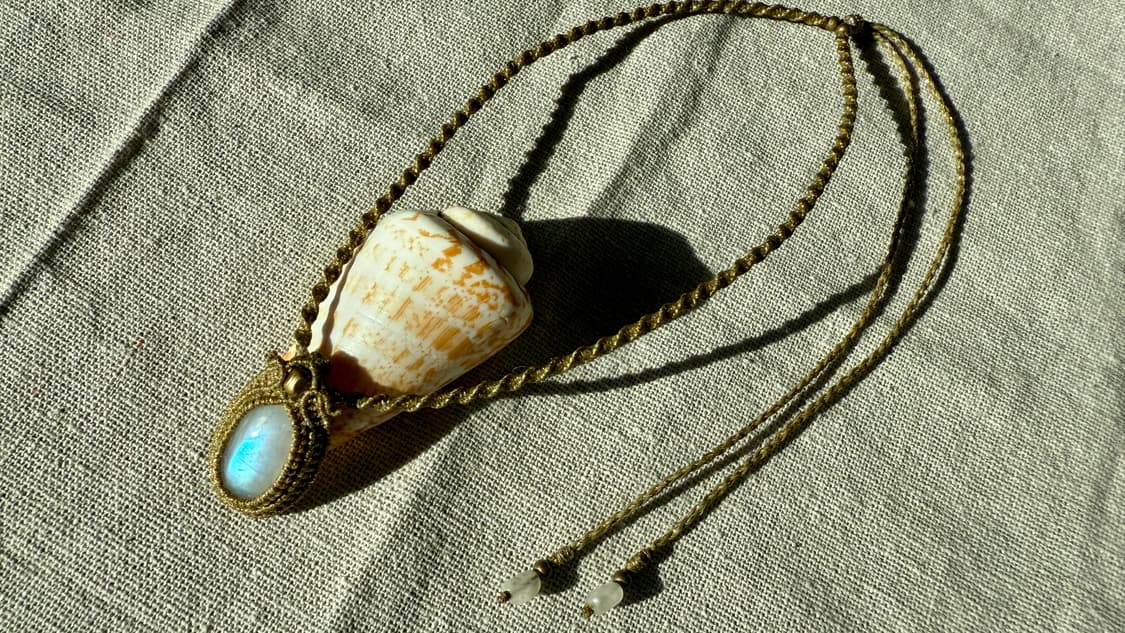 블루 문스톤 보헤미안 마크라메 원석 목걸이 상품이미지2