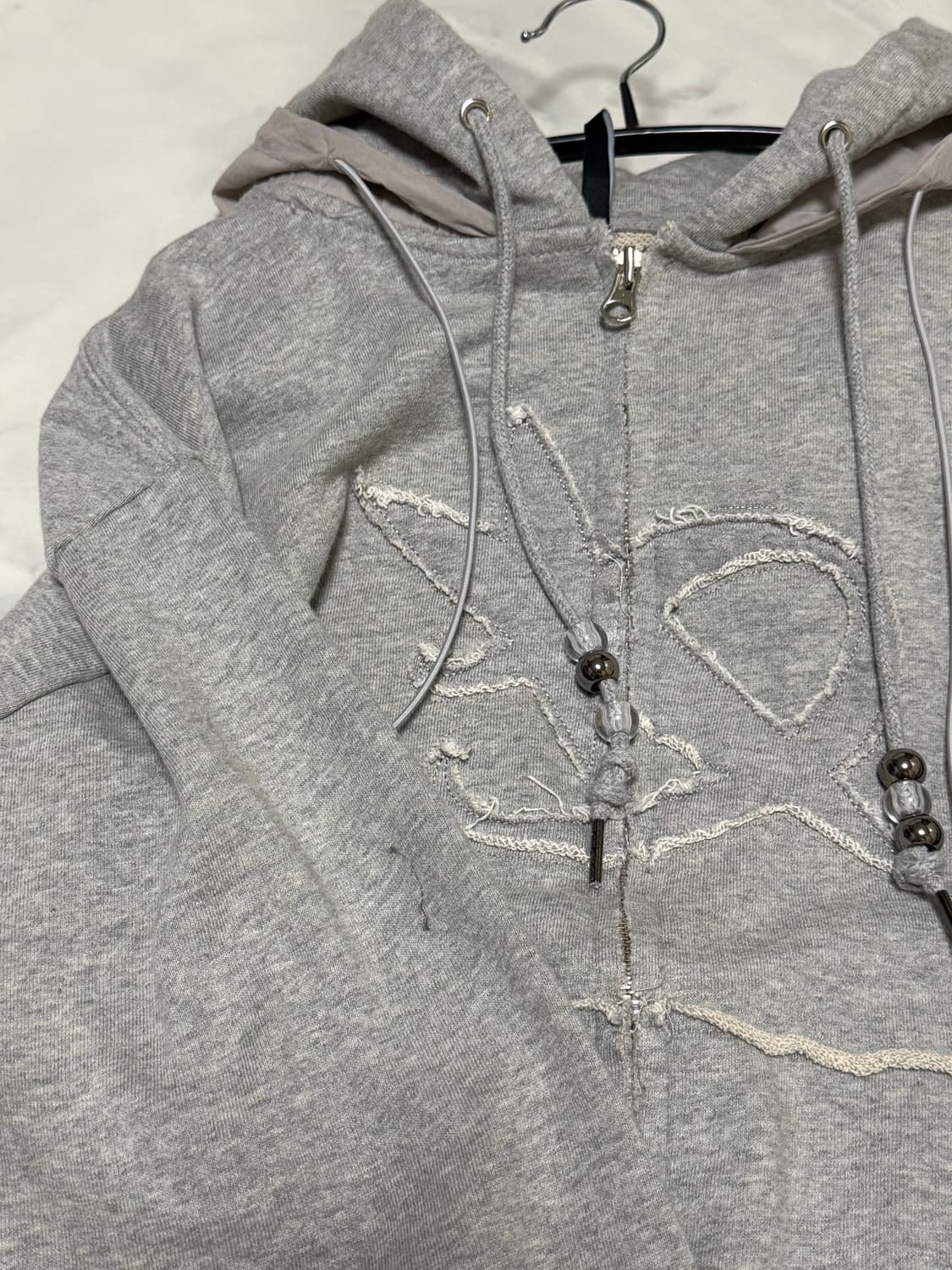 플레어업 레이어드 후드집업 그레이 2사이즈 상품이미지8