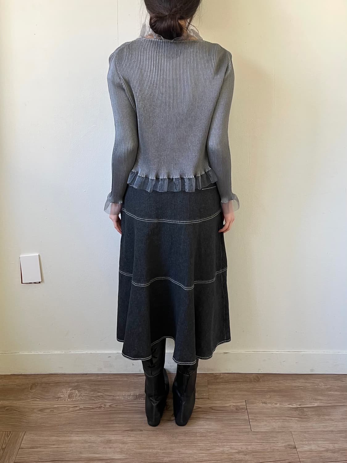 TWO:C 스티치 데님 스커트 상품이미지10