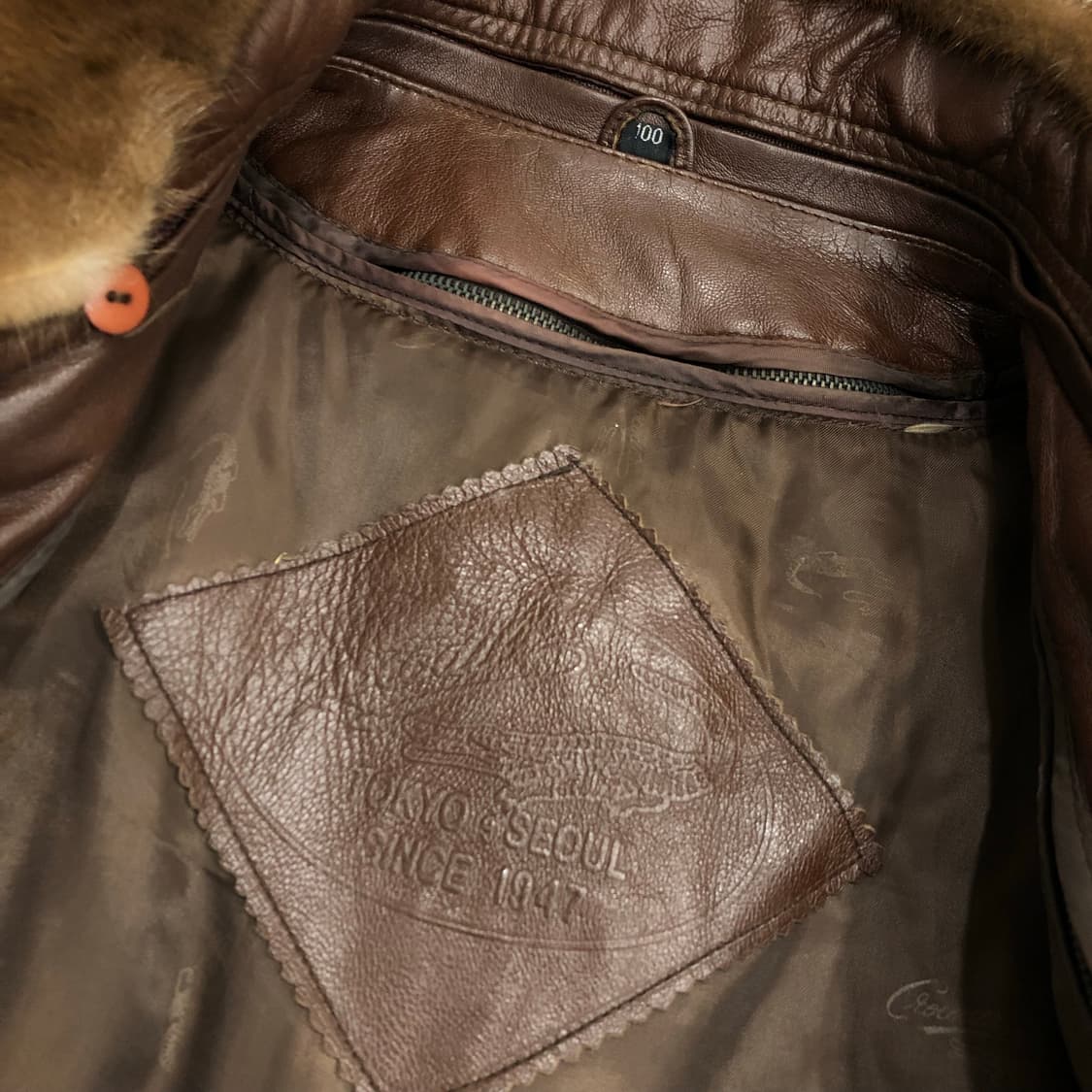 크로커다일 양가죽 봄버 덕다운 내피 브라운 레더 가죽 자켓  상품이미지7