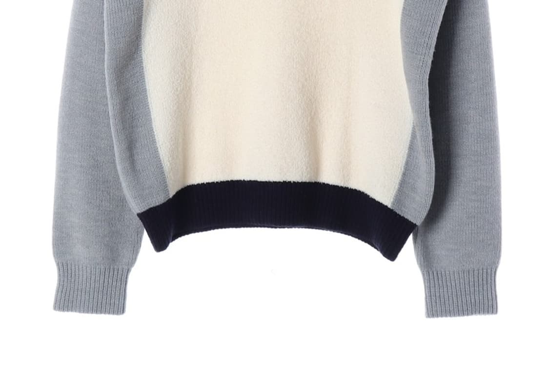 지오송지오 울 블렌드 3컬러 배색 라운드 니트 L 상품이미지4