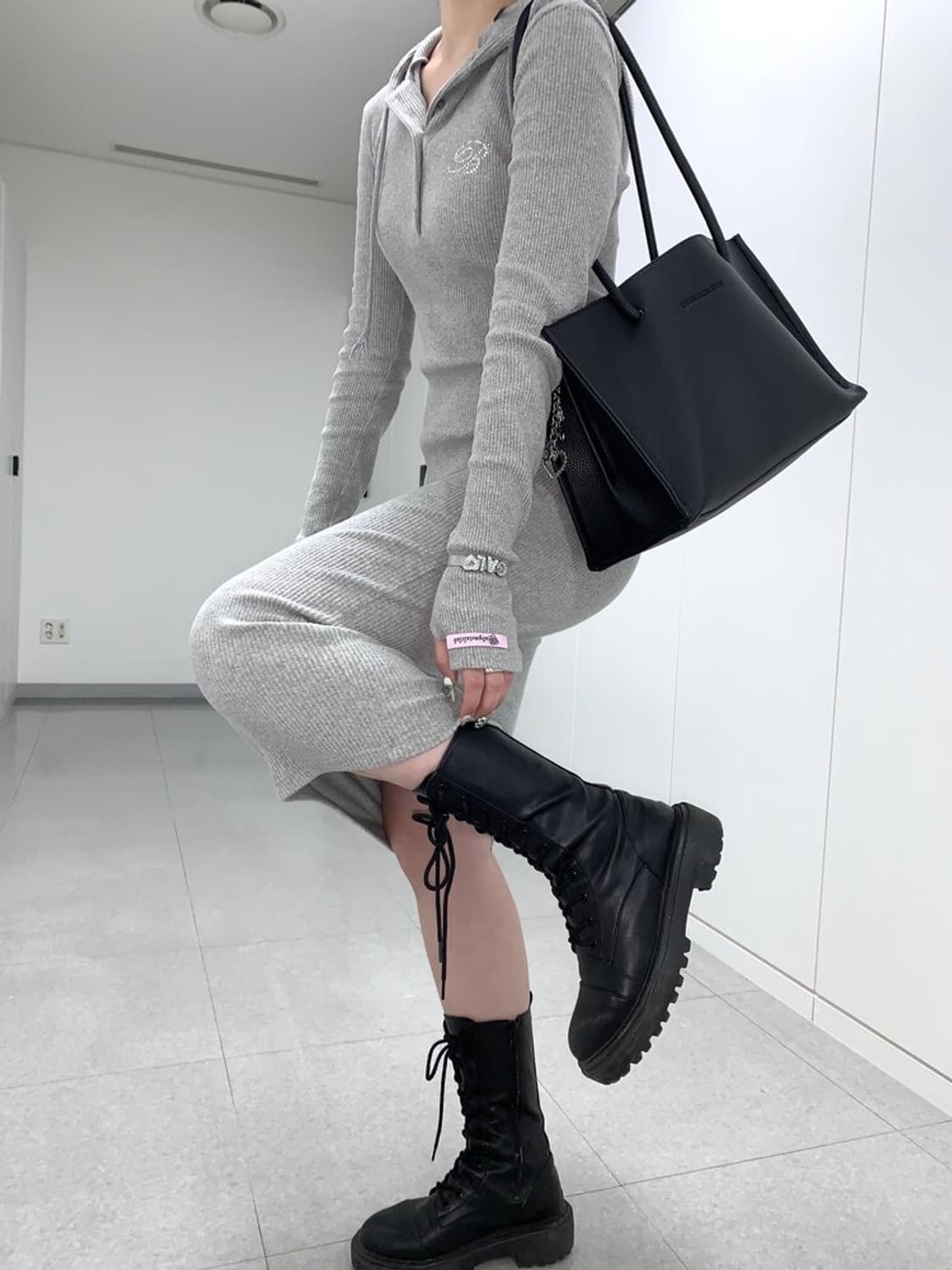 Gyaru hoodie onepiece (gray) 상품이미지3