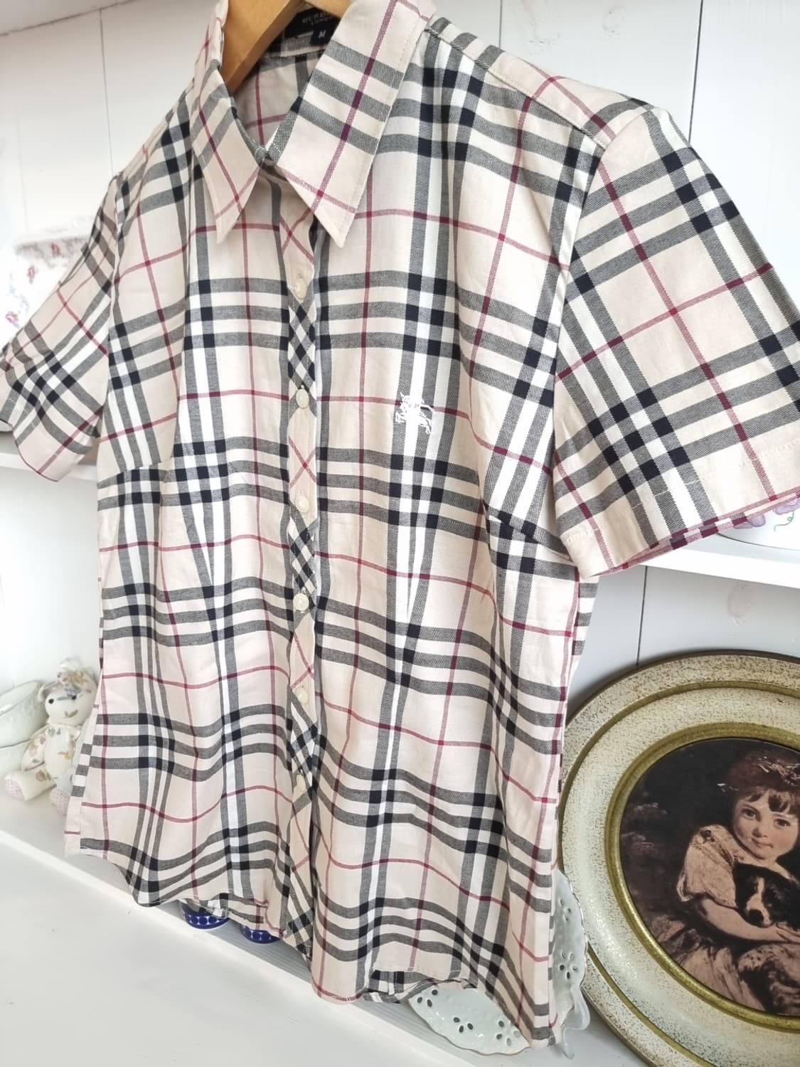 BURBERRY LONDON(버버리 런던) 여성 체크 반팔 셔츠. 상품이미지4