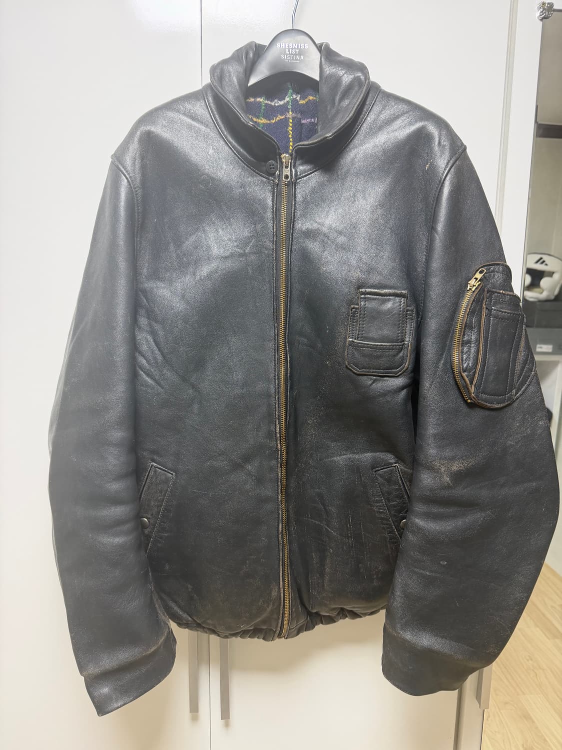 80~90s빈티지 프렌지 파일럿 레더자켓 상품이미지1