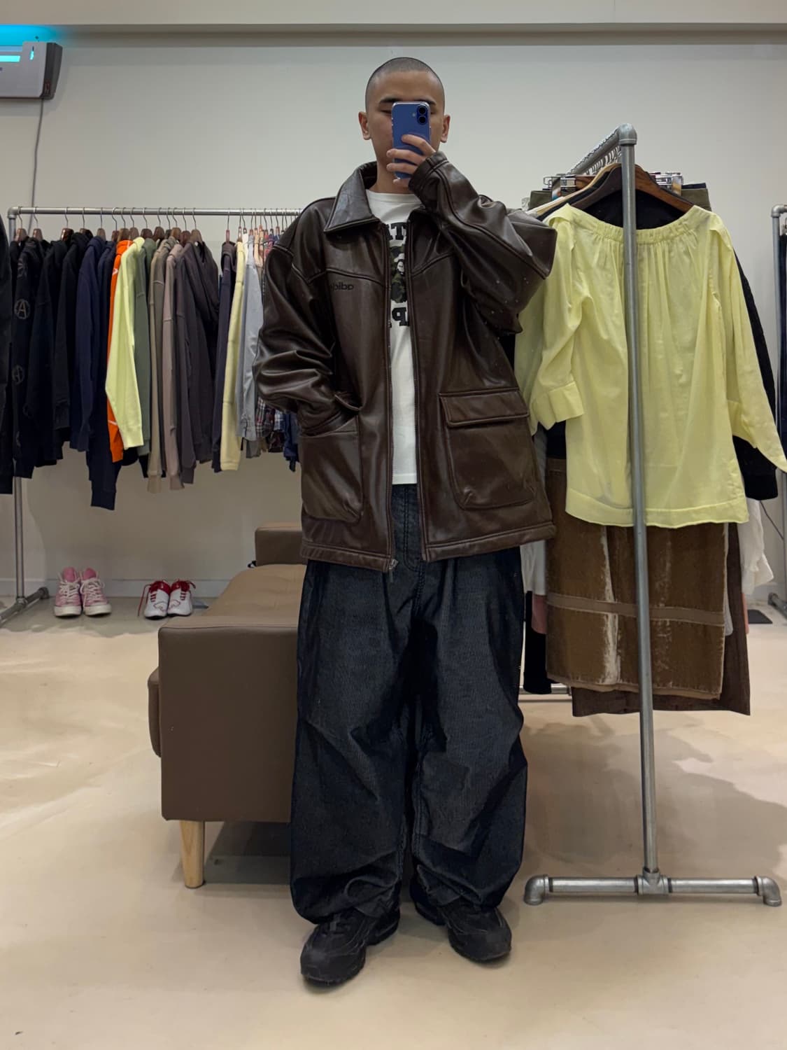 아디다스 90s 데상트 올드스쿨 비건 레더 자켓 상품이미지6