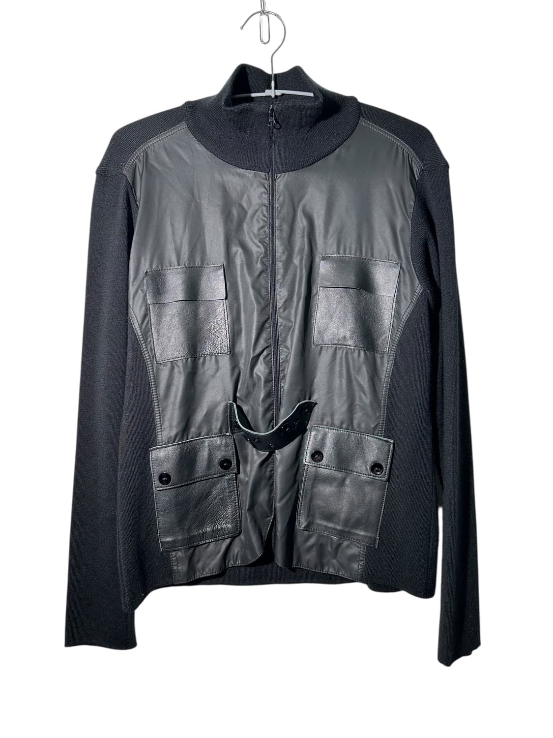 giovani idee 이태리 레더 믹스 니트 블루종 자켓 상품이미지1