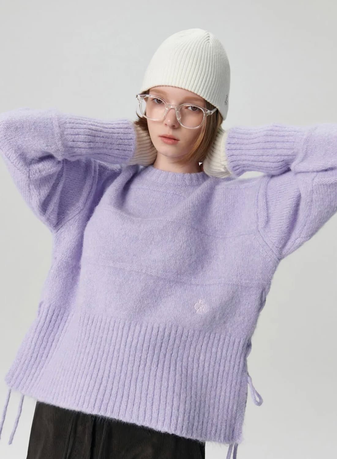 새상품 시티브리즈 사이드 슬릿 레이스업 니트 라벤더 상품이미지5