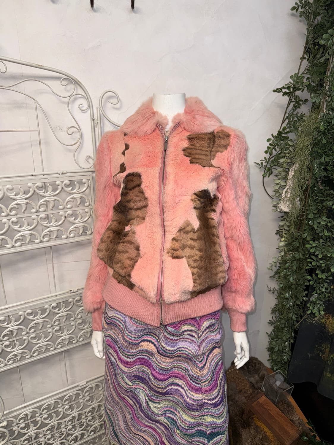 Baby pink rabbit fur animal pattern jk 상품이미지5