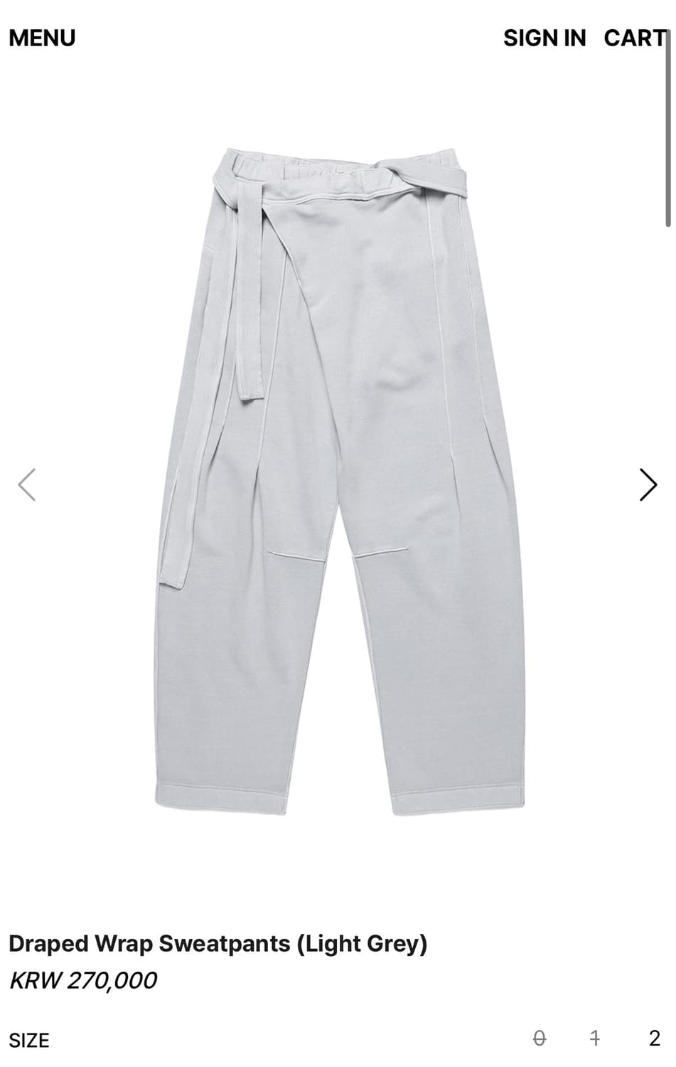 Draped Wrap Sweatpants (Light Grey) (1) 상품이미지2