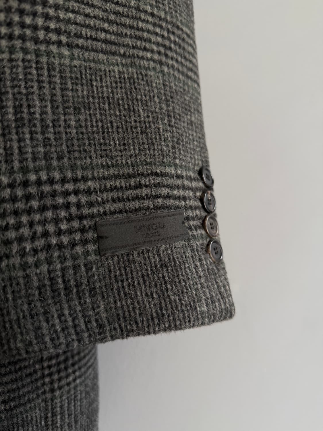 MNGU 피크트 라펠 체크 롱코트 상품이미지2