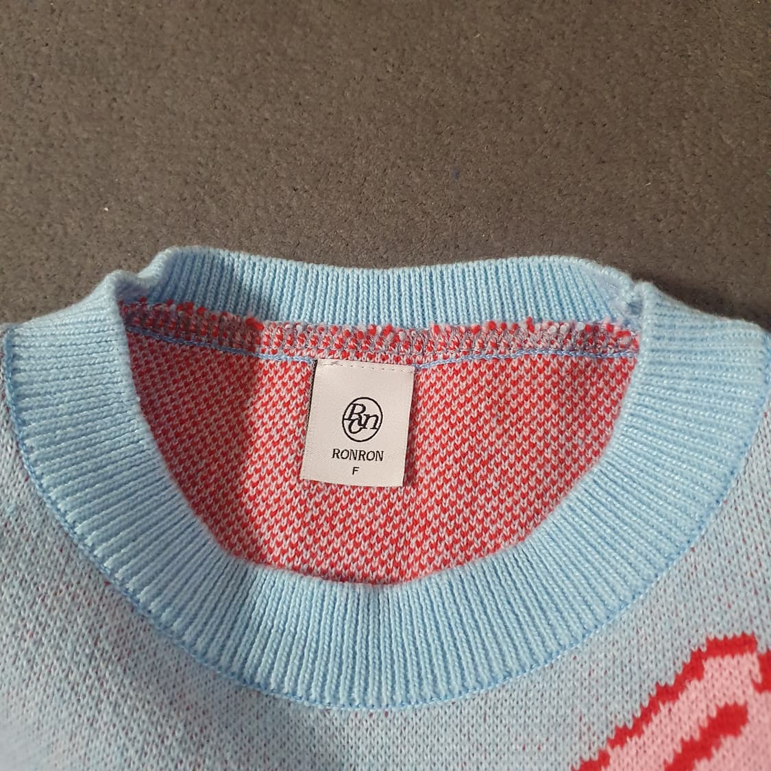 론론 리본 이태리 코튼 반팔 니트 소프트블루 상품이미지5