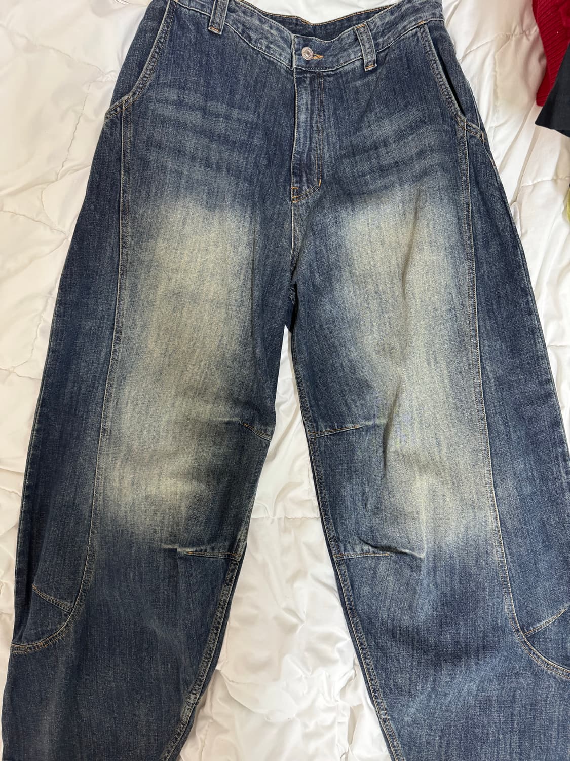 노운 curved denim pants 딥블루 1사이즈 상품이미지1