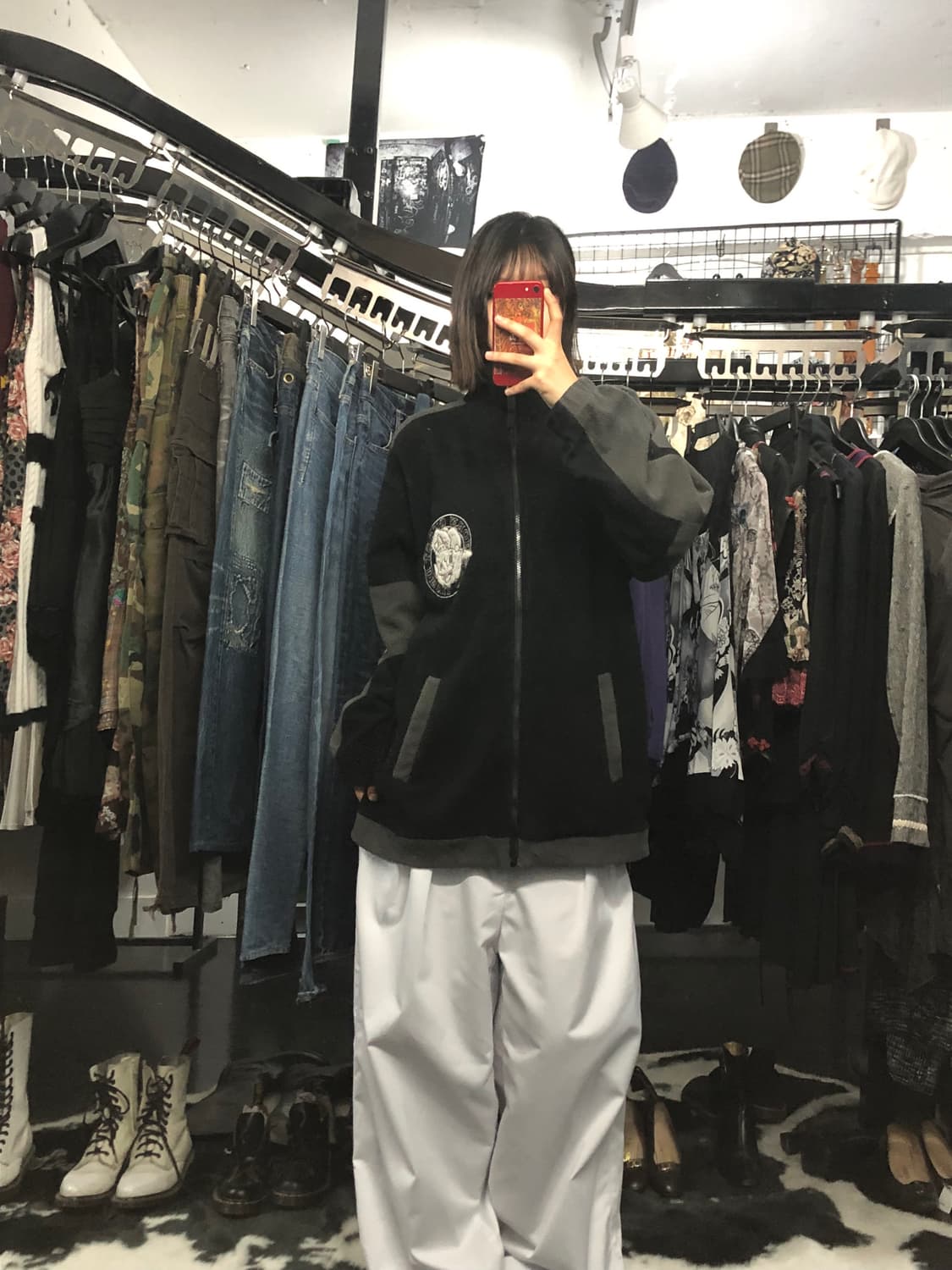 O.H.GHOST DEVIL 배색 패치 플리스 상품이미지1