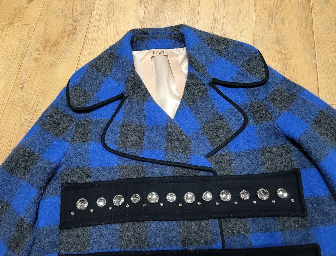 N21 체크 알파카 모직코트 55-66 상품이미지3