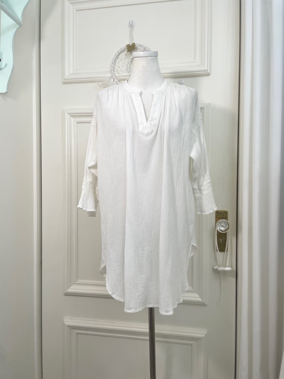 white shirring cotton opc blouse(size-M) 상품이미지1