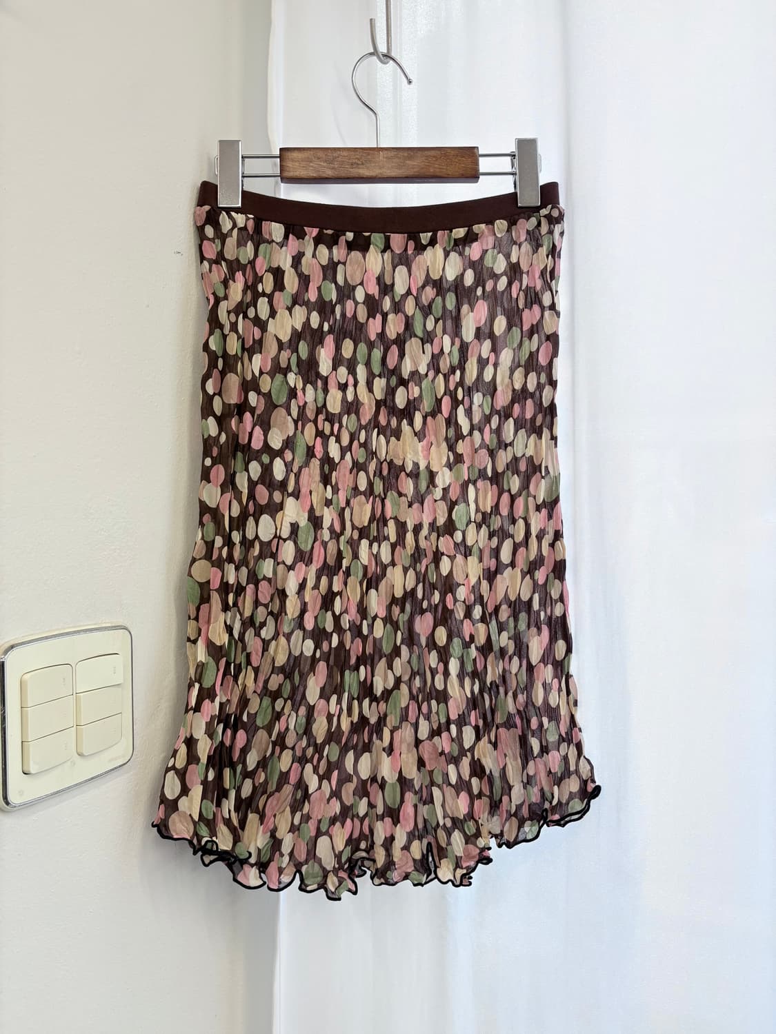 도트 레이어드 언발 시스루 미디 스커트  JPN 상품이미지3