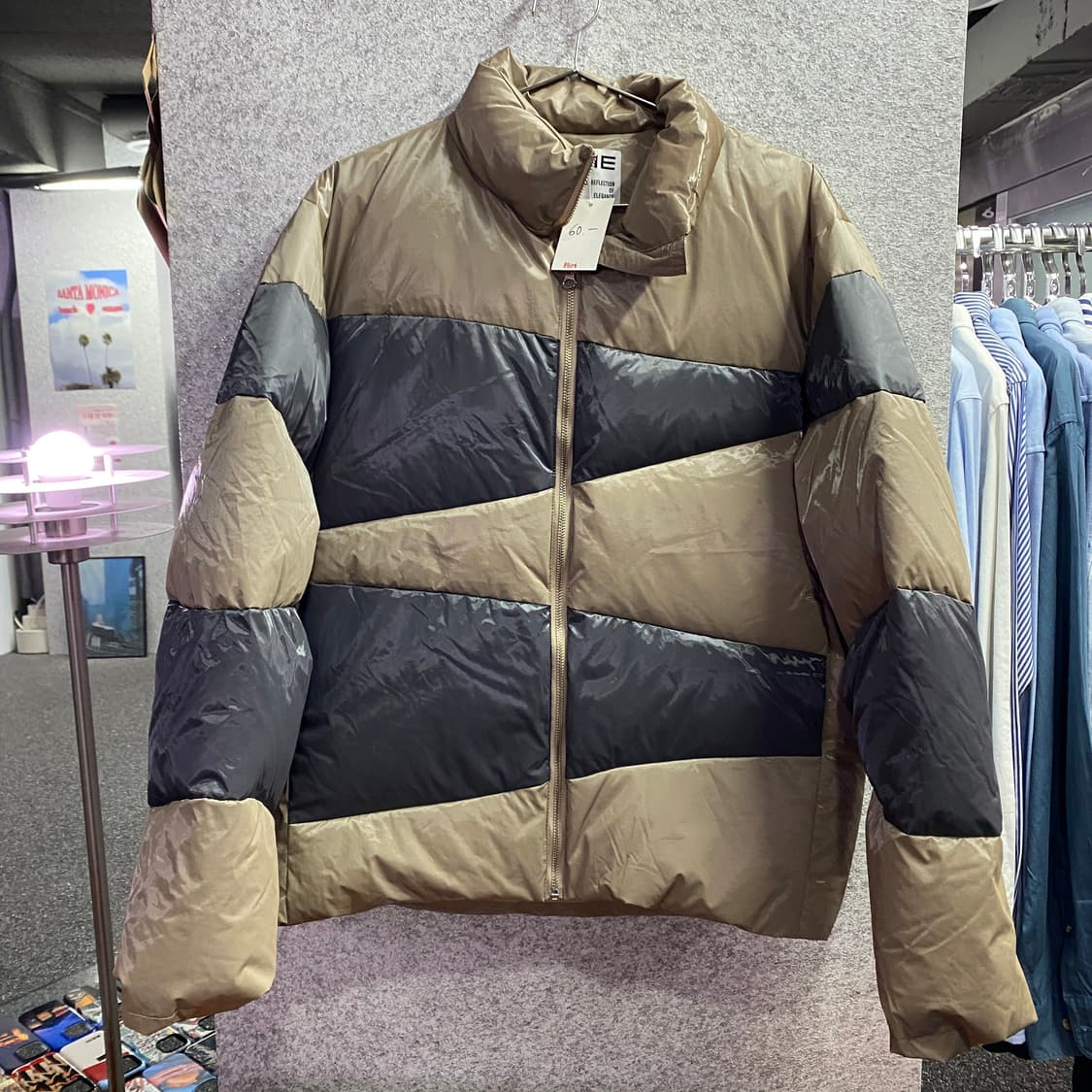 Yie Yie 배색 레더 다운 숏 패딩 B3108  상품이미지2