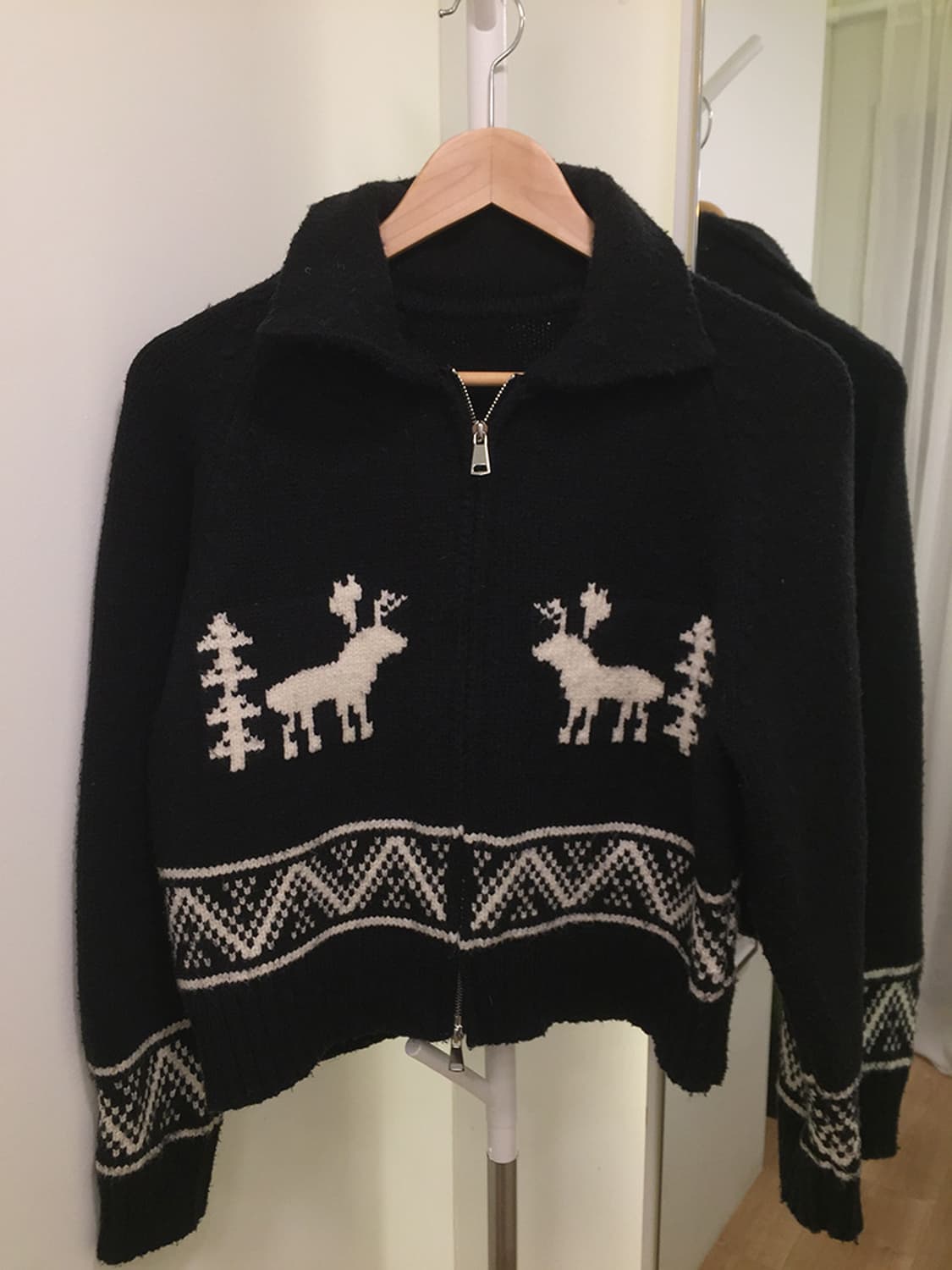 여성 빈티지 노르딕 투웨이 니트집업 95 상품이미지3