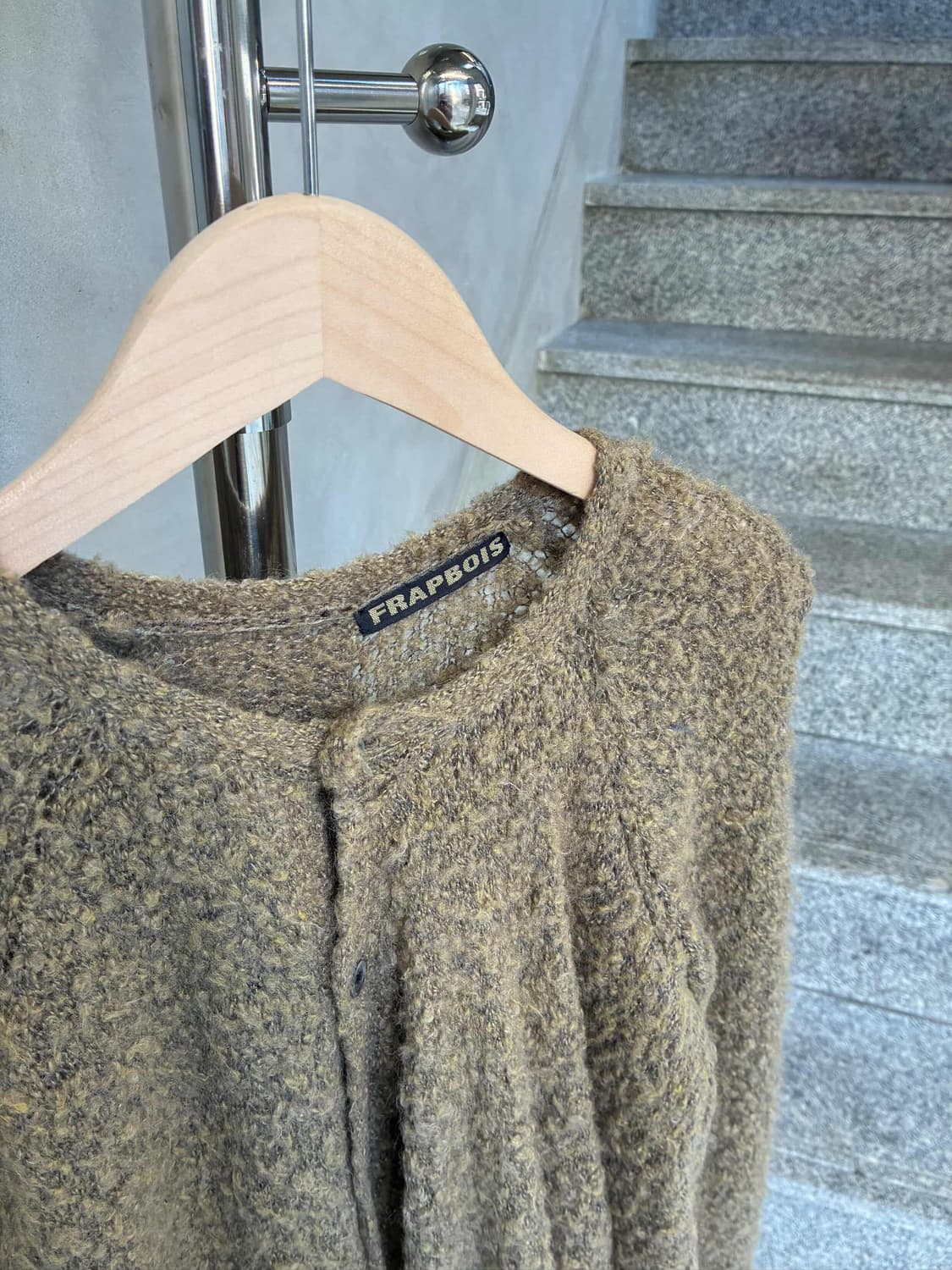 Frapbois 모헤어 러플 가디건 카키 상품이미지9