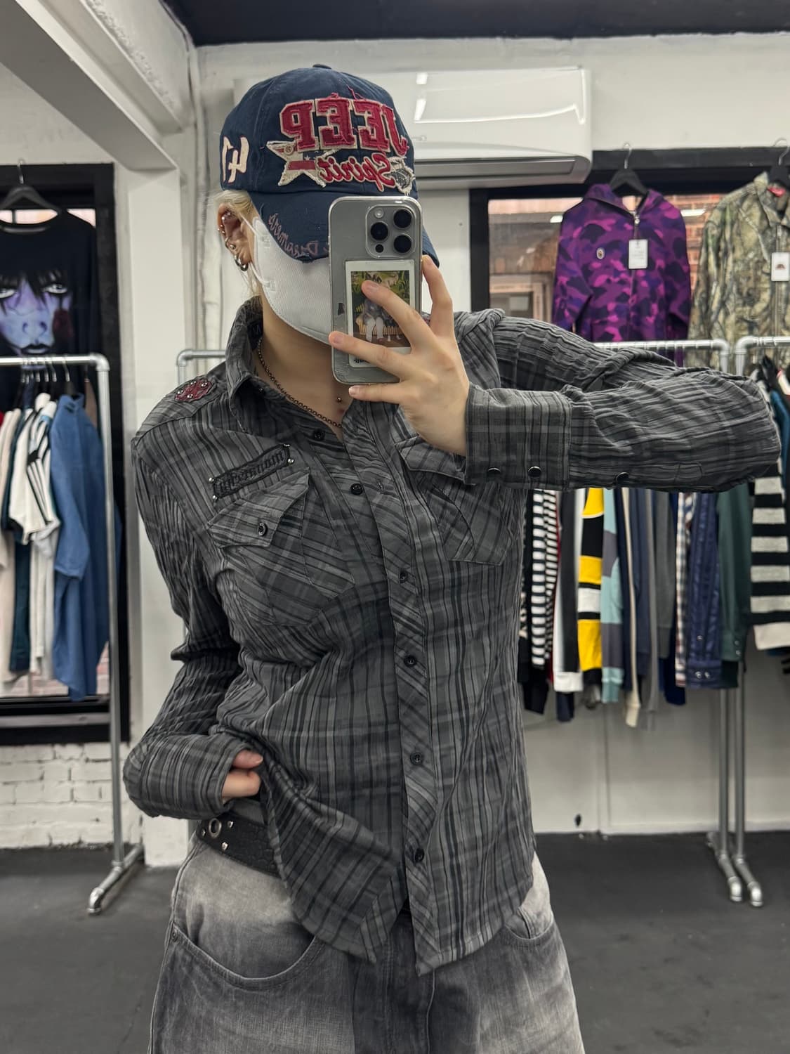 Y2K 펑크 체크 셔츠 상품이미지3