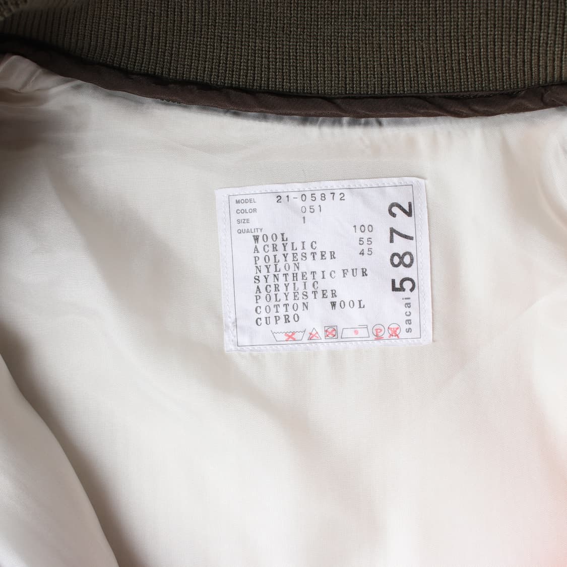 사카이 21FW 퍼 울 믹스 ma-1 봄버 재킷 상품이미지4