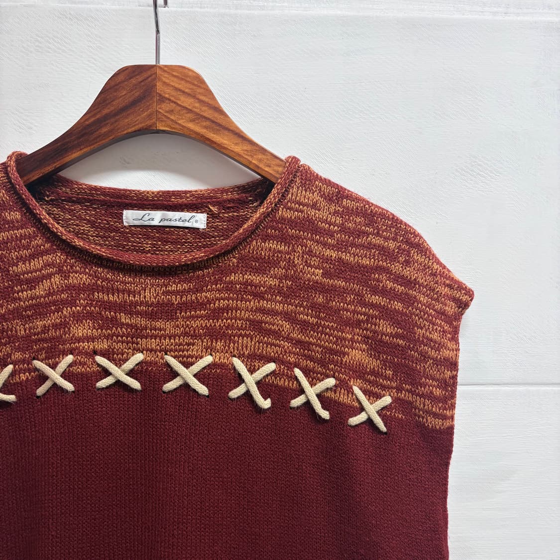 La pastel 포켓 브릭 스트링 니트 베스트 조끼 (JPN) 상품이미지2