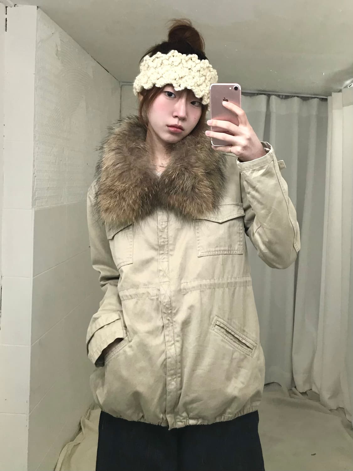 빈티지 아이보리 퍼 워크자켓 상품이미지1