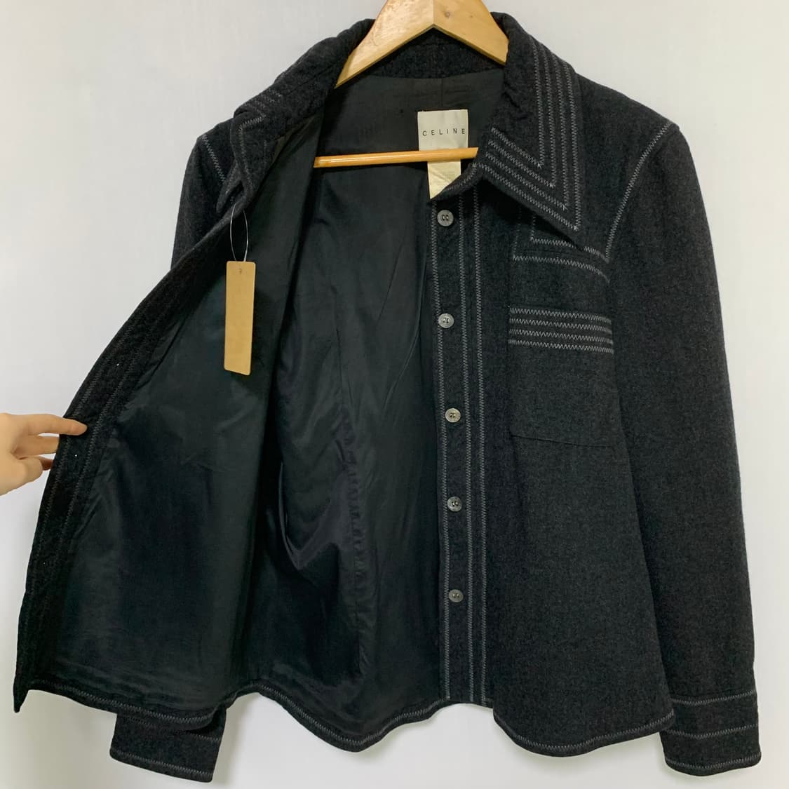 셀린느 차콜 울 셔츠 자켓 일본 빈티지 모리걸 42 사이즈 상품이미지4