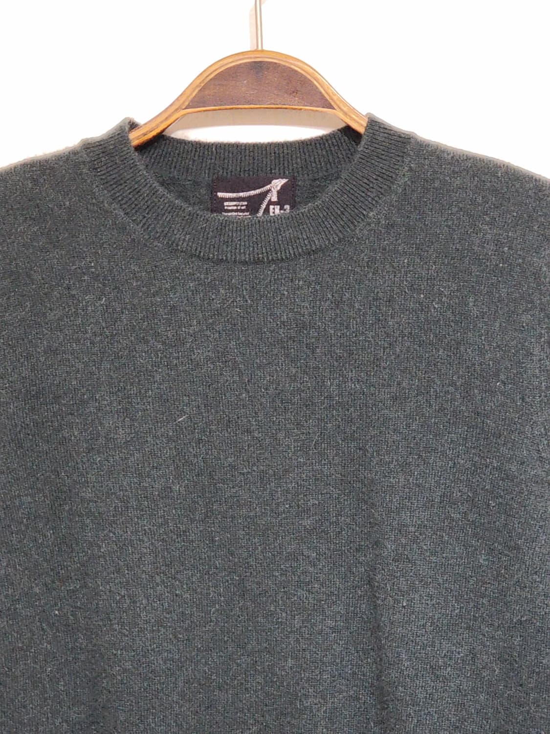 (M) 캐시미어 니트 진녹색 무지 스웨터 라운드  상품이미지2