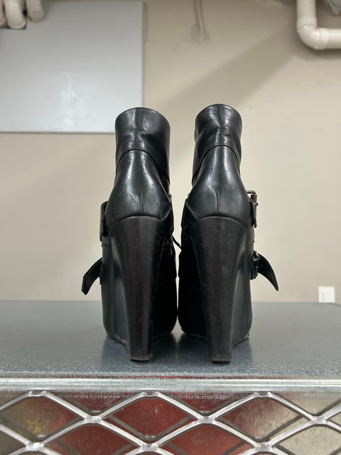 사카이 버클 레더 웨지부츠 블랙 36 상품이미지3