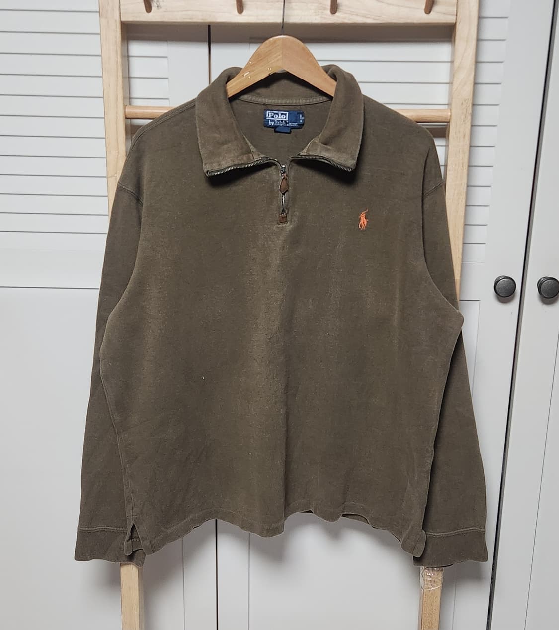 폴로 랄프로렌 오버핏 브라운 반집업 니트 맨투맨 상품이미지1