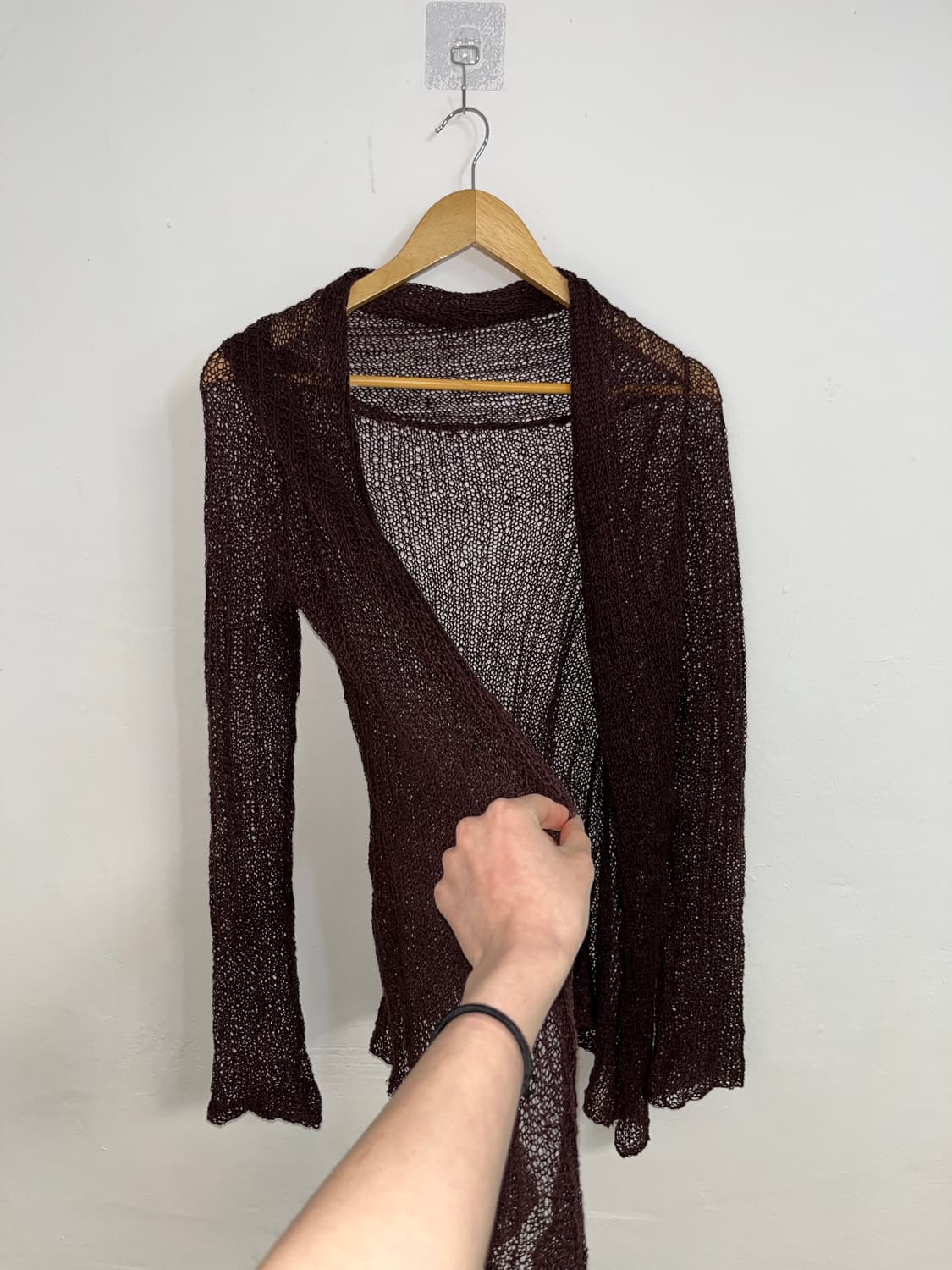 브라운 매쉬 드레이프 가디건  상품이미지2