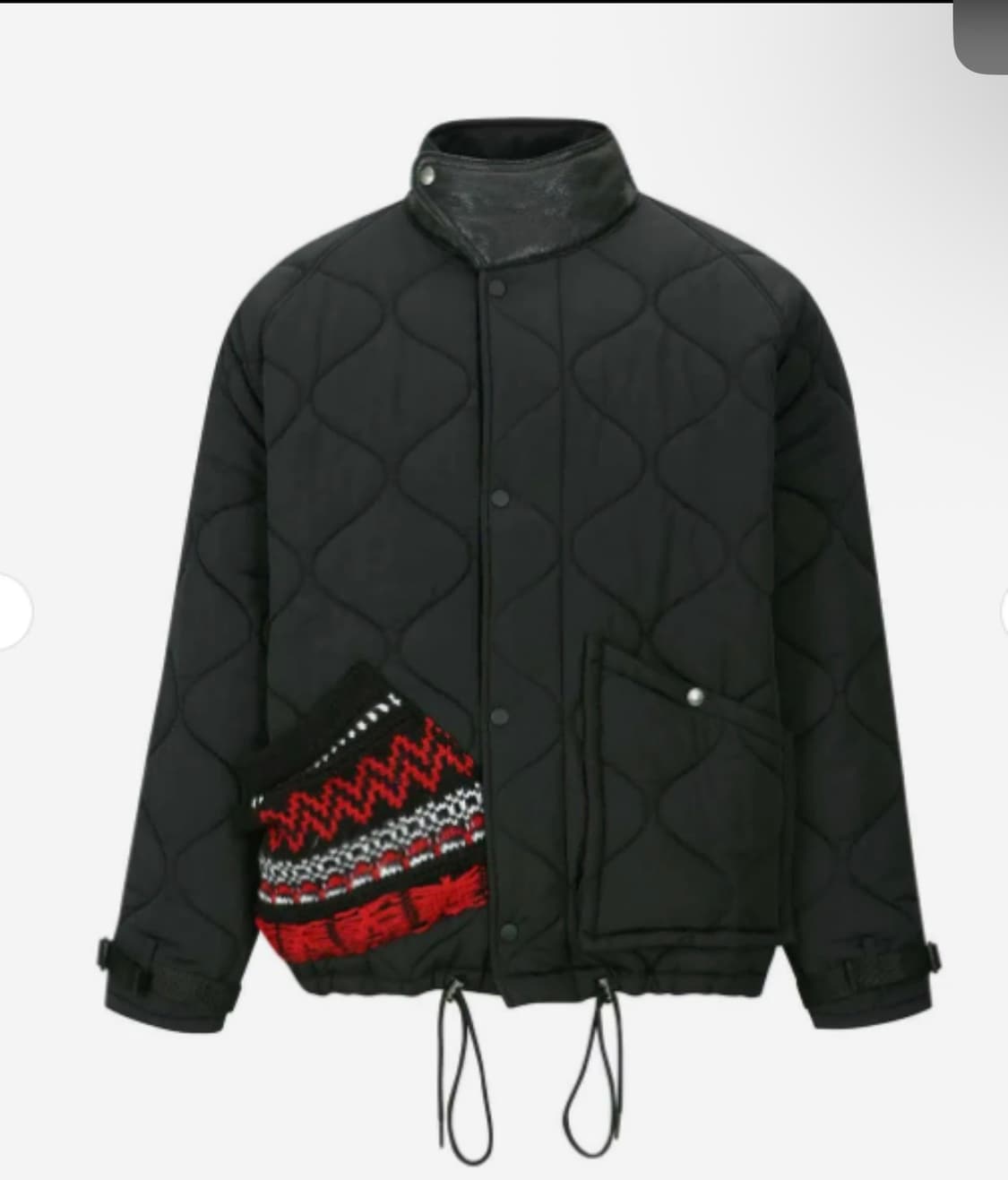 삽니다) 앤더슨벨 뉴 노르딕 니트 패치 퀄티드 숏 파카 패딩 블랙 상품이미지1