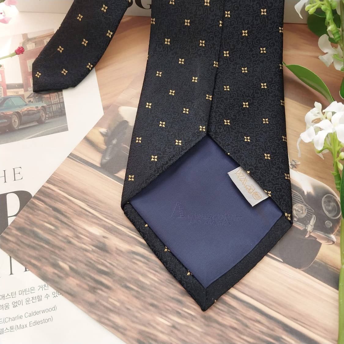 아쿠아스큐텀 실크 네이비 미니 크로스 넥타이 10cm A+등급 K1595 상품이미지8